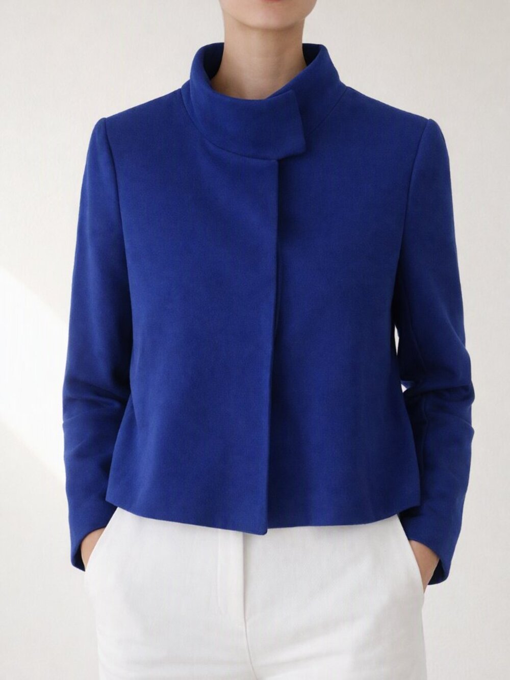 COS Wool Funnel Neck Long Sleeved Button Front Jacket Size 34/4